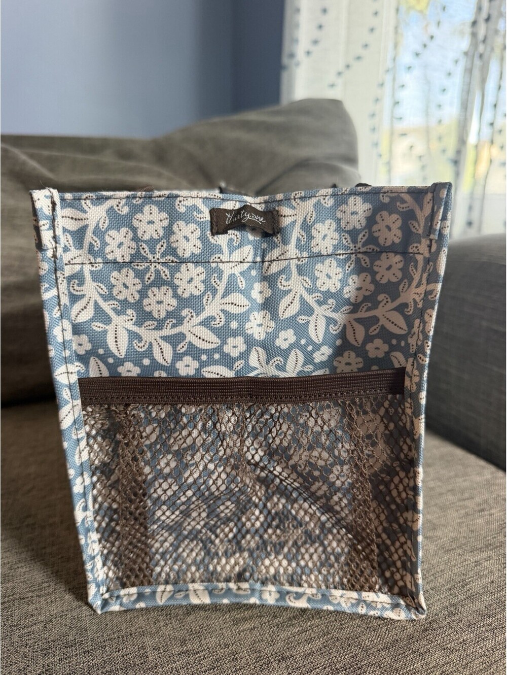 Thirty One Small Utility Tote In Garden Blooms Blue White Floral Organizing
